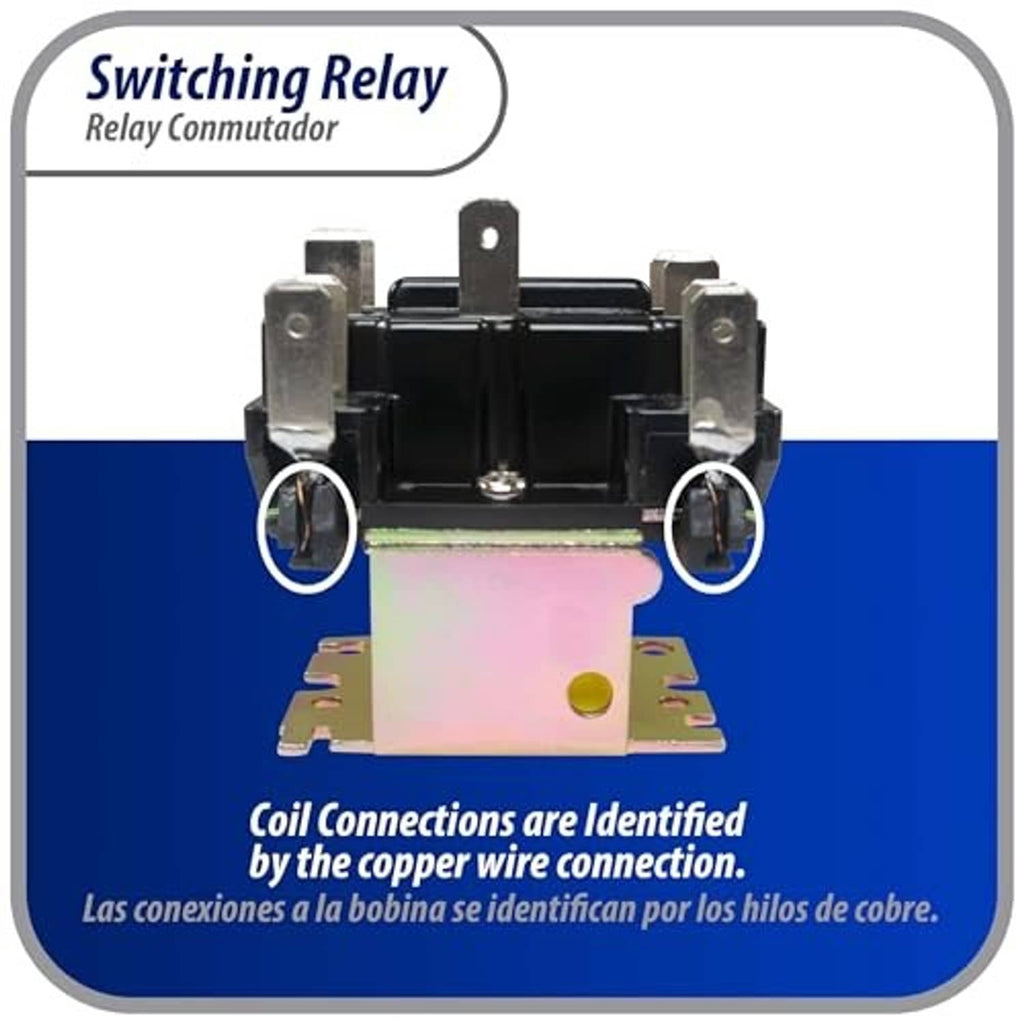 Relay coil connections diagram with highlighted wire connection points and contact plate