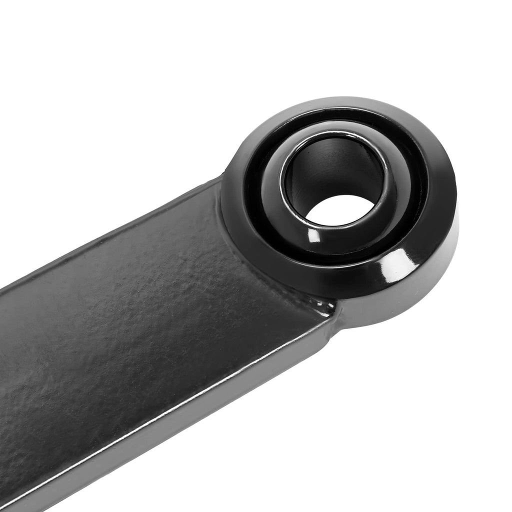 Close-up of black 3-point hitch lift arm end bushing with metal inner ring