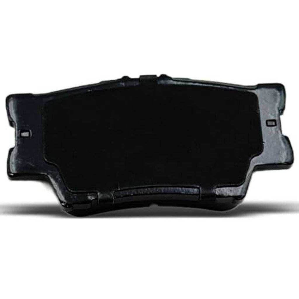 Ceramic brake pad pair close-up, black friction face with side slots