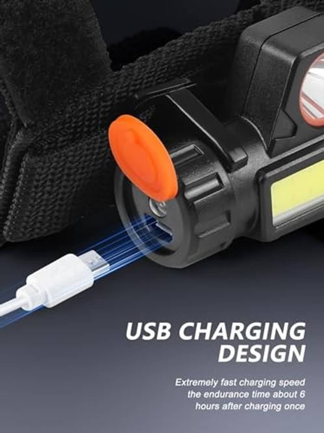 Black UTV roof light with USB charging port and orange control switch detail.