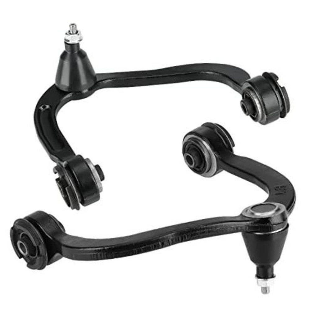 Black front upper control arm set with ball joints and rubber bushings