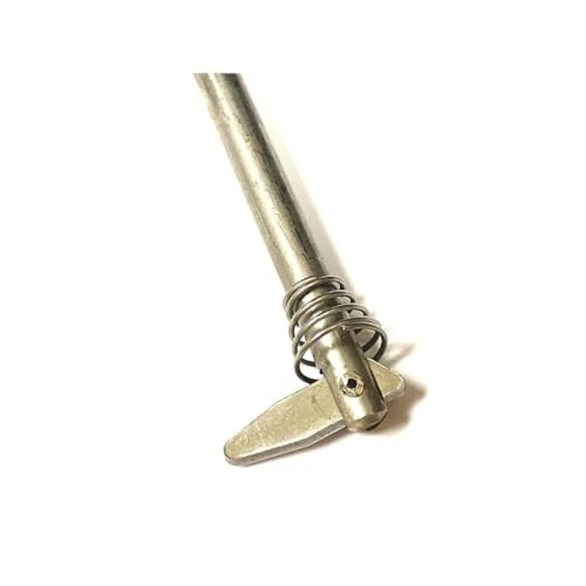Stainless tilt thrust rod with coil spring and flat latch end, stainless finish