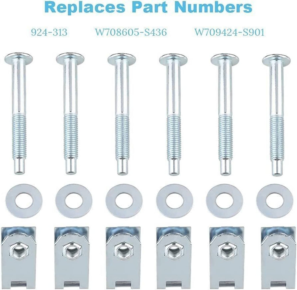 6-piece steel truck bed mounting hardware set with bolts, washers, and clips