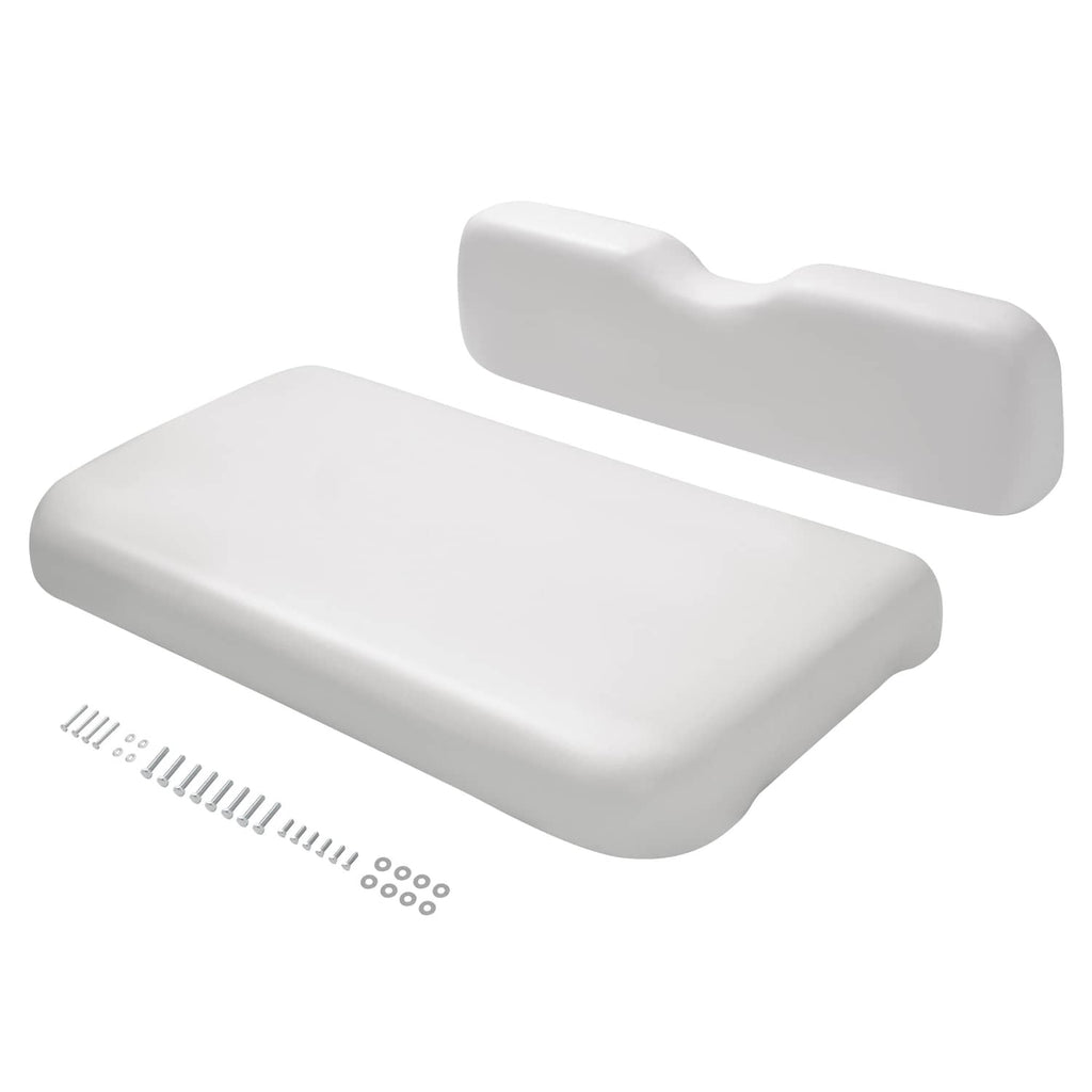 White golf cart seat bottom cushion and backrest set with mounting hardware