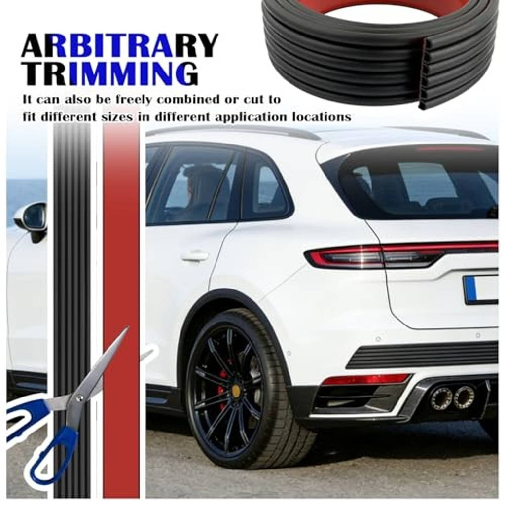 Trim-to-fit rubber bumper guard strip, dark gray coil shown beside rear bumper