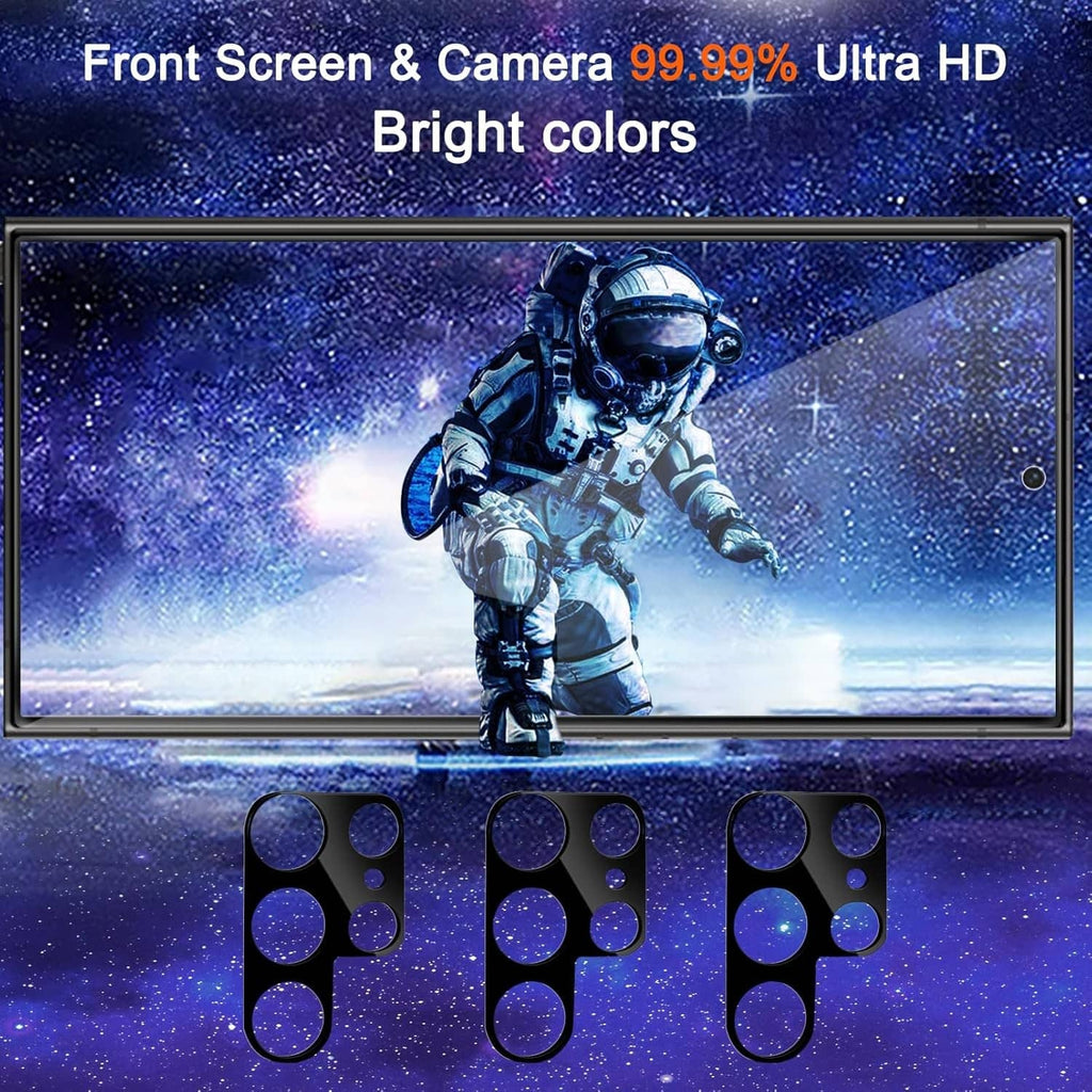 S25 Ultra front screen and camera privacy tempered glass protector with cutouts