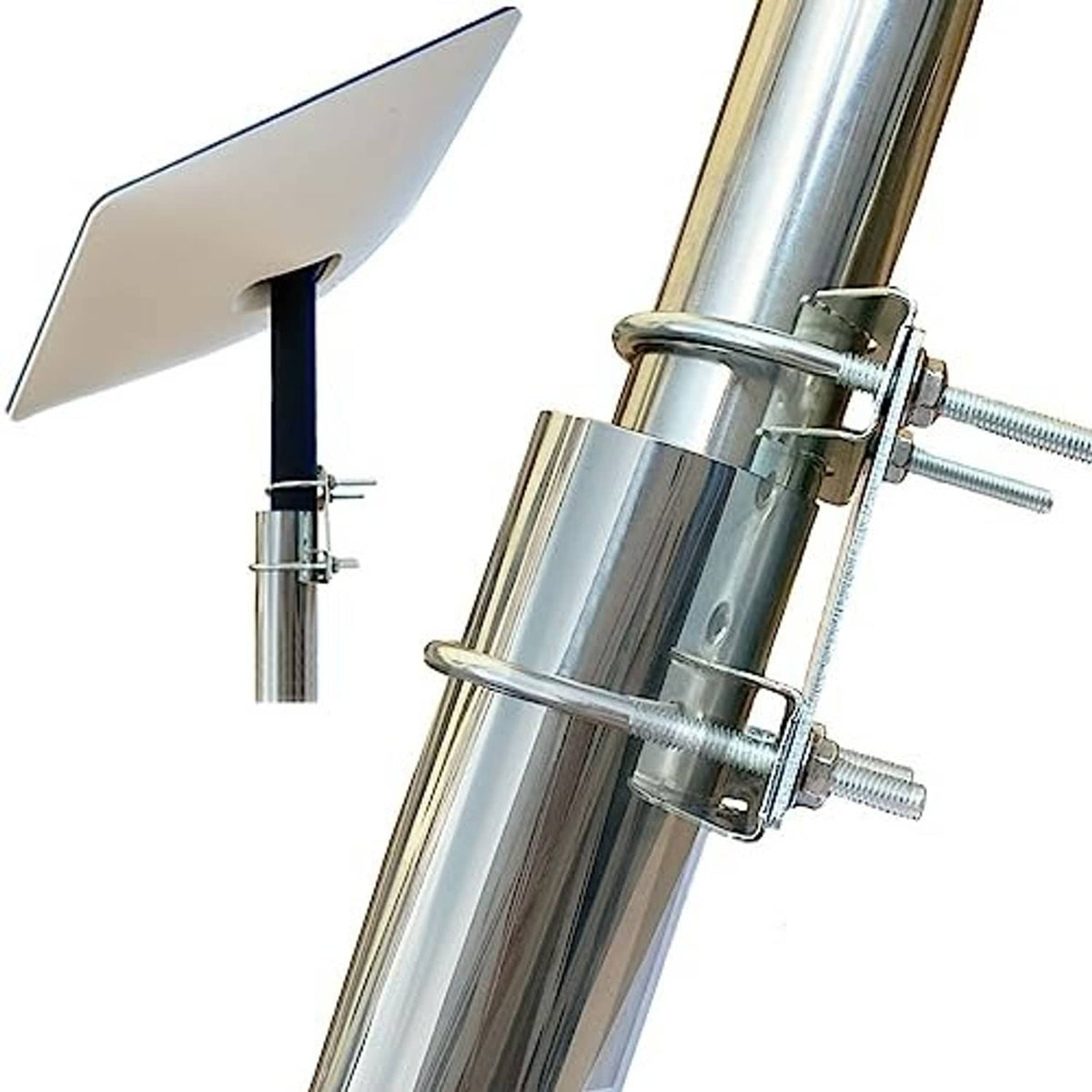 Starlink U-bracket pipe adapter mount, vertical installation clamp for mast pipe