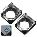 PC power button switch cover, clear plastic with black base and threaded studs