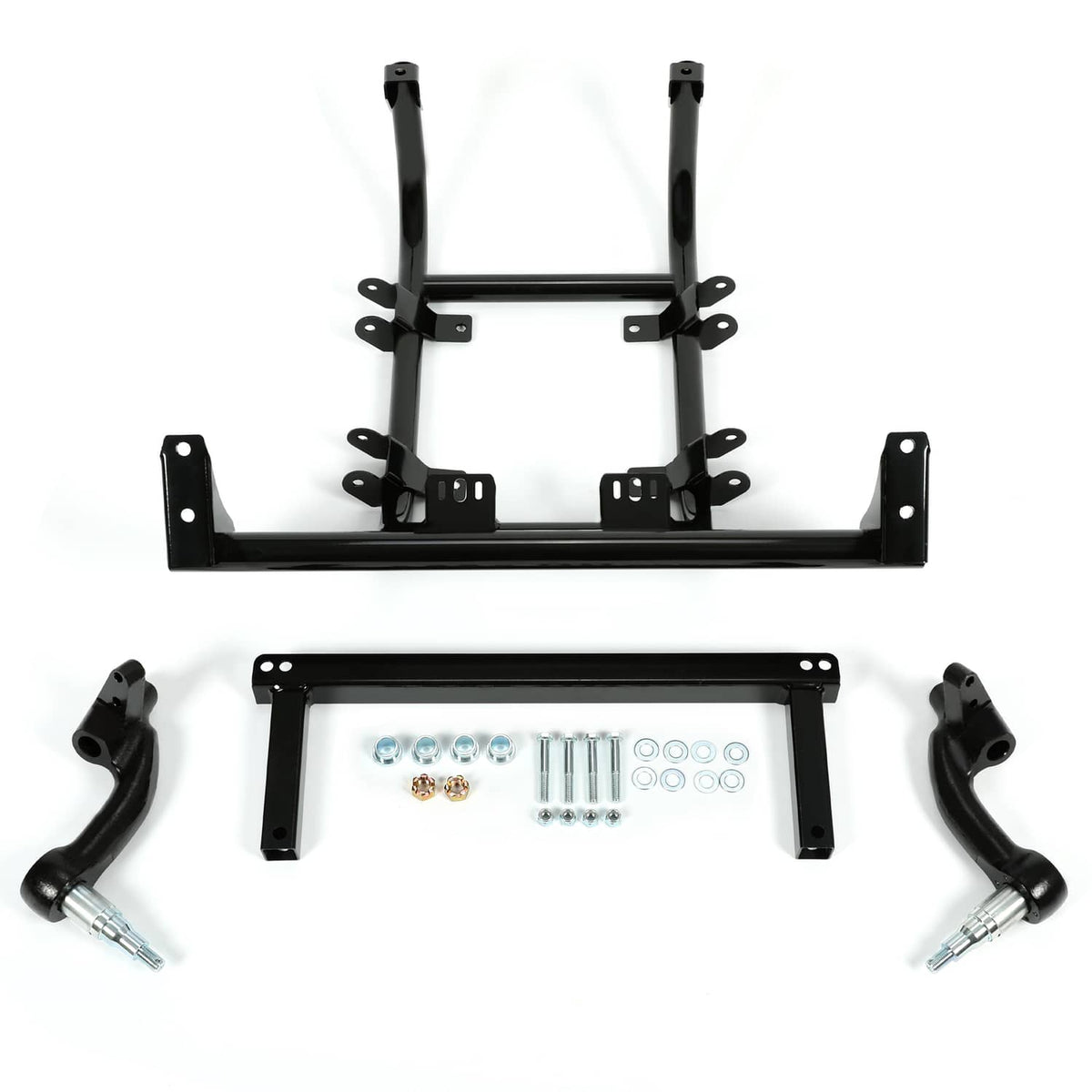 6 inch spindle lift kit frame brackets with mounting hardware, powder-coated black