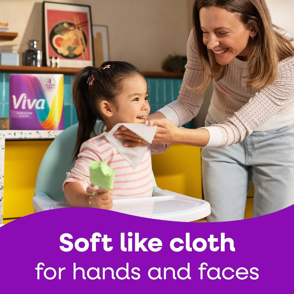 Viva Signature Cloth paper towels, white sheets, soft cloth-like for hands and faces