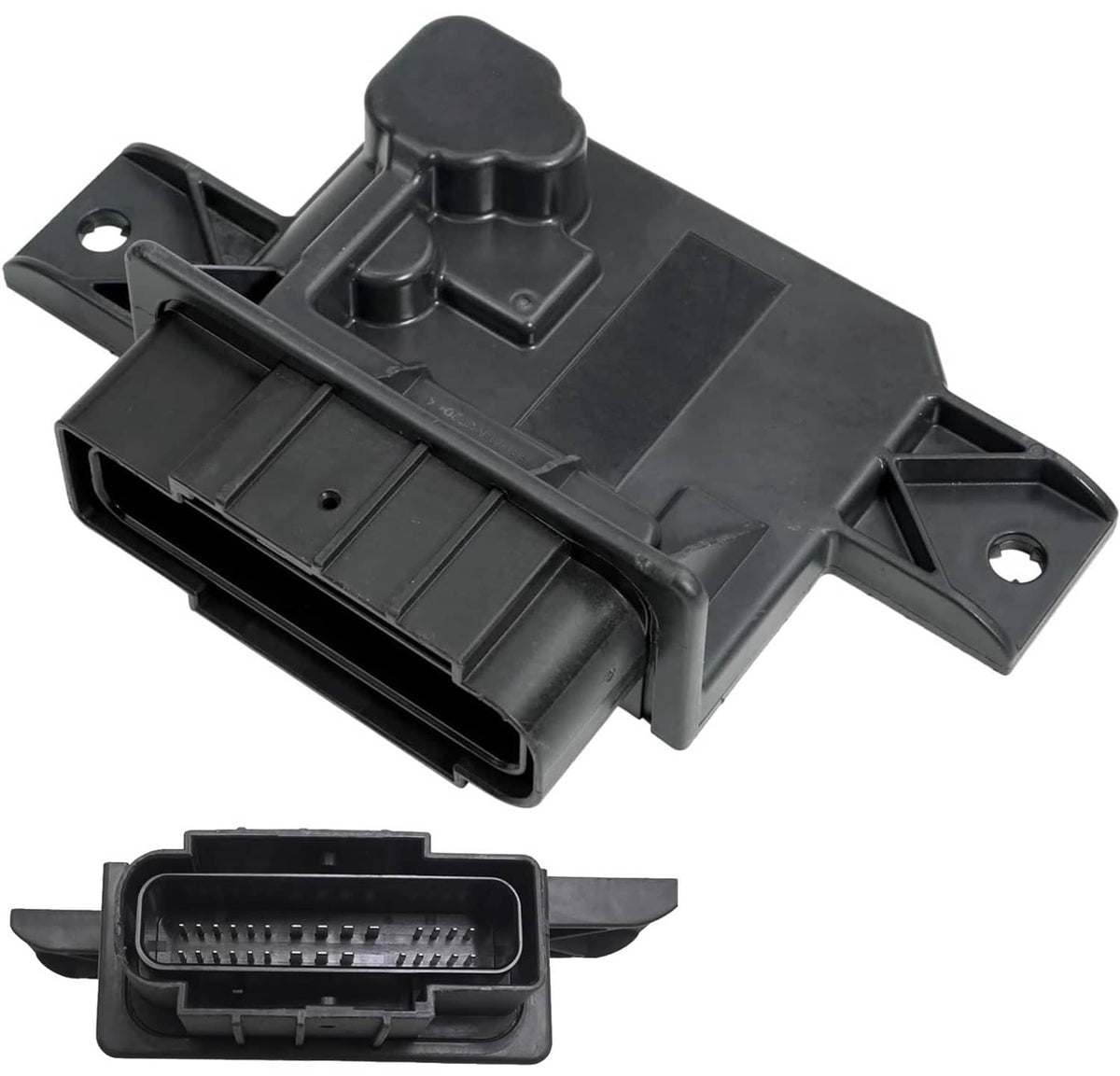 Black fuel pump power control module with wiring connector and mounting brackets
