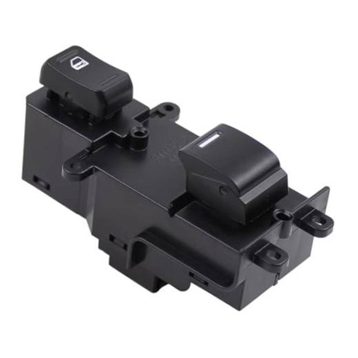 Front power window switch with rocker button, dark gray/black plastic housing