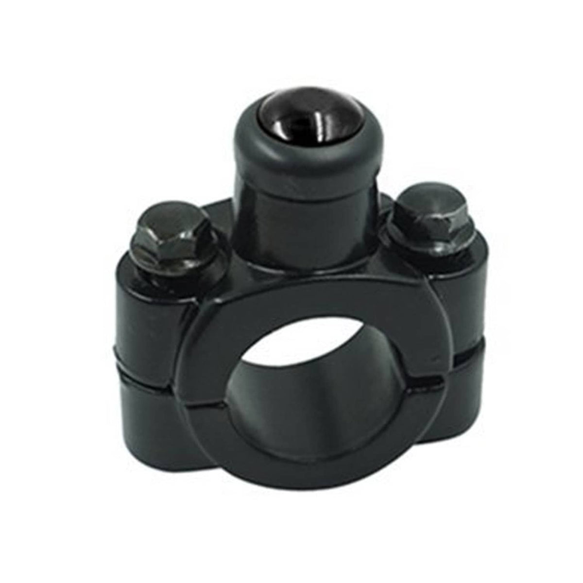 Black ATV horn switch momentary button with mounting clamp and central ring