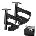 Universal tire bead pry clamp, two-piece set with black nylon handles