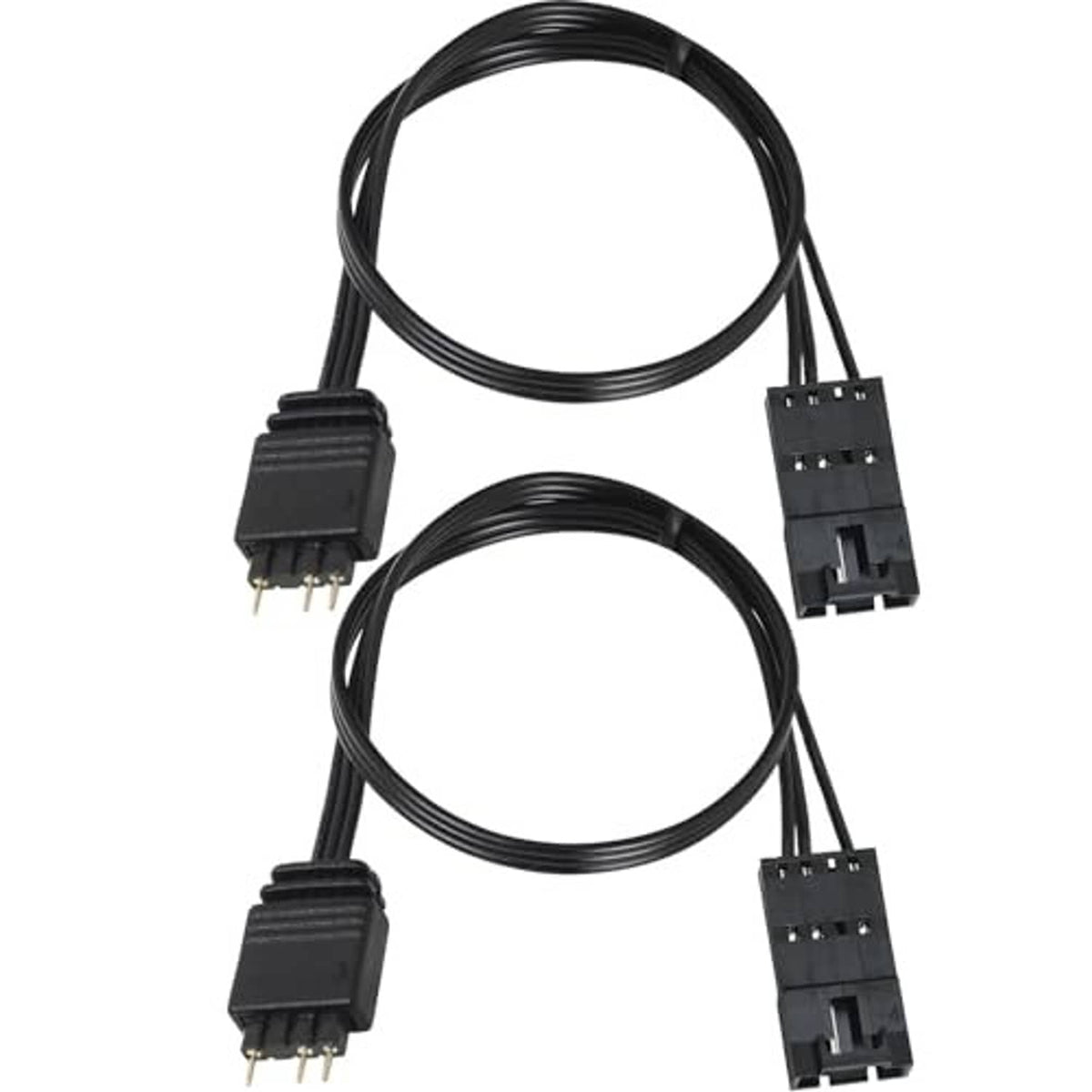 Black ARGB adapter cable set with two cables and 4-pin plus 3-pin connectors