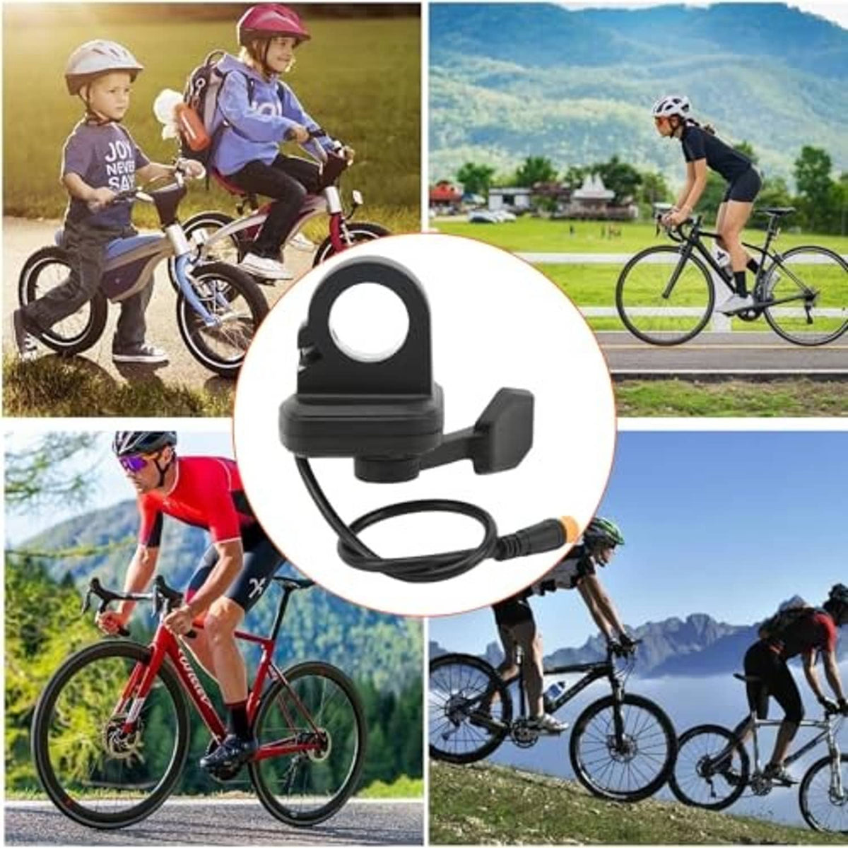 Black thumb throttle control with cable for bicycle speed control