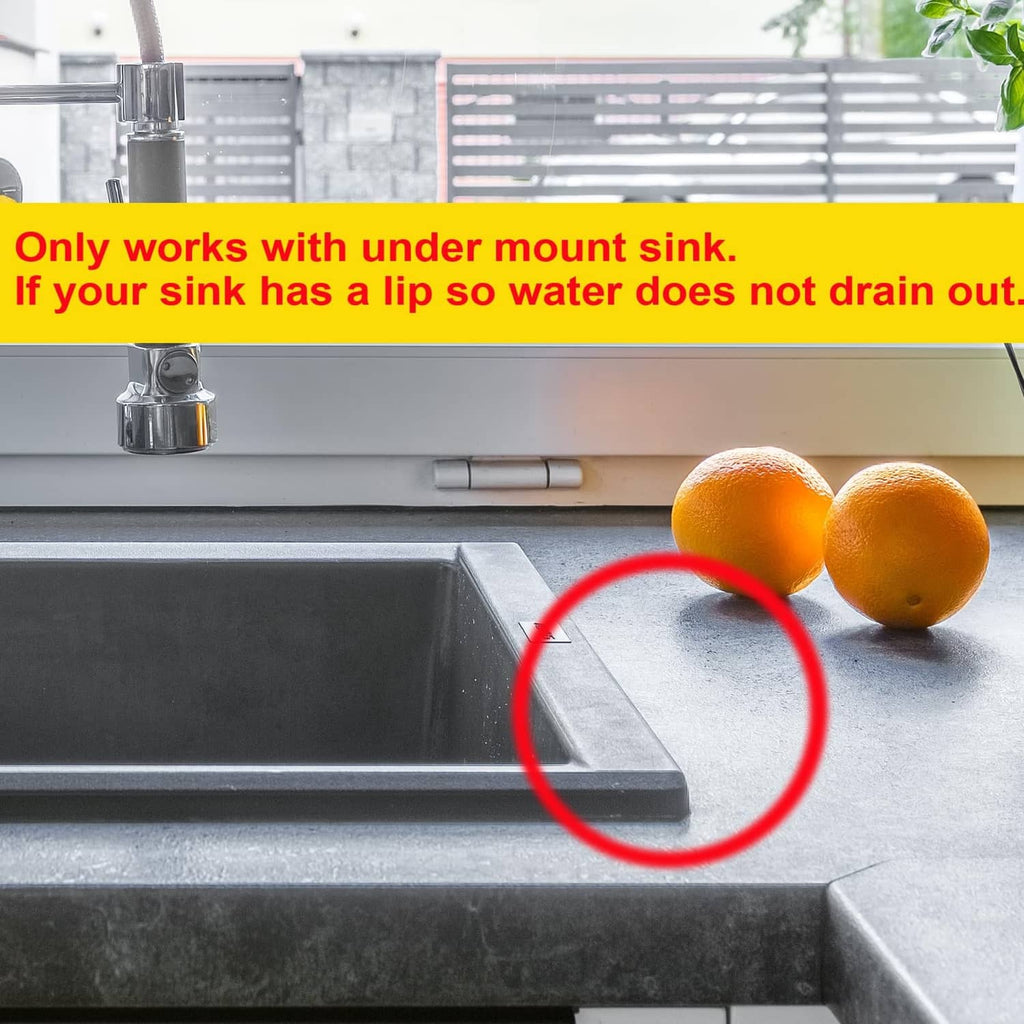 Gray dish drying mat positioning near sink lip to support proper water drainage