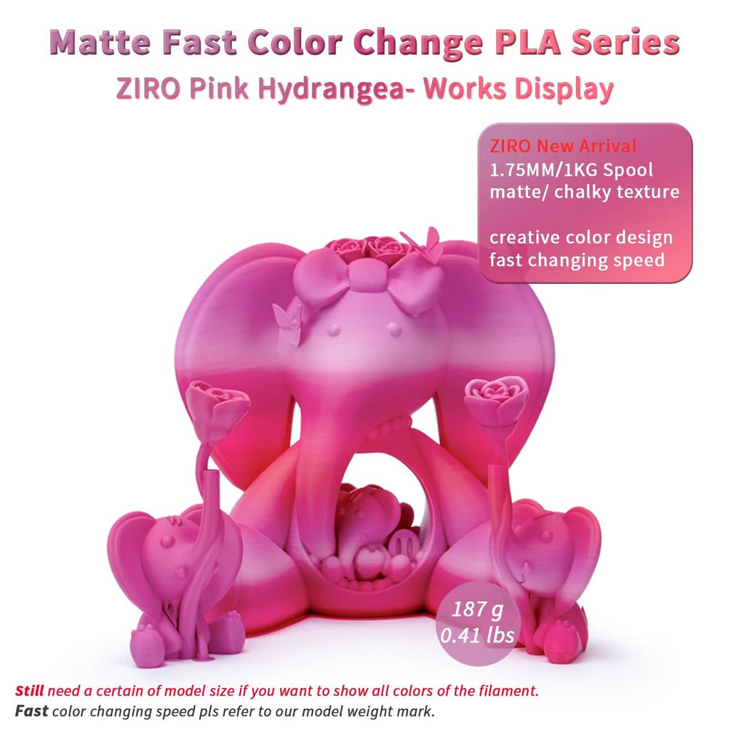Pink matte PLA 3D printed fantasy figure model with decorative base