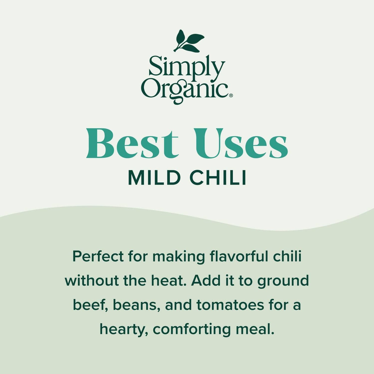 Simply Organic Best Uses mild chili label on seasoning pouch