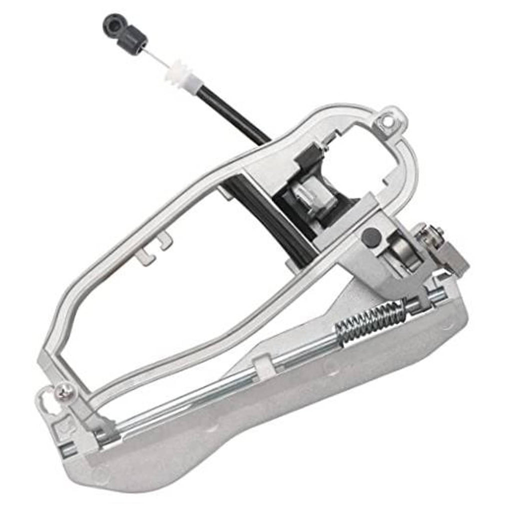 Front door handle carrier assembly with linkage and spring, gray metal