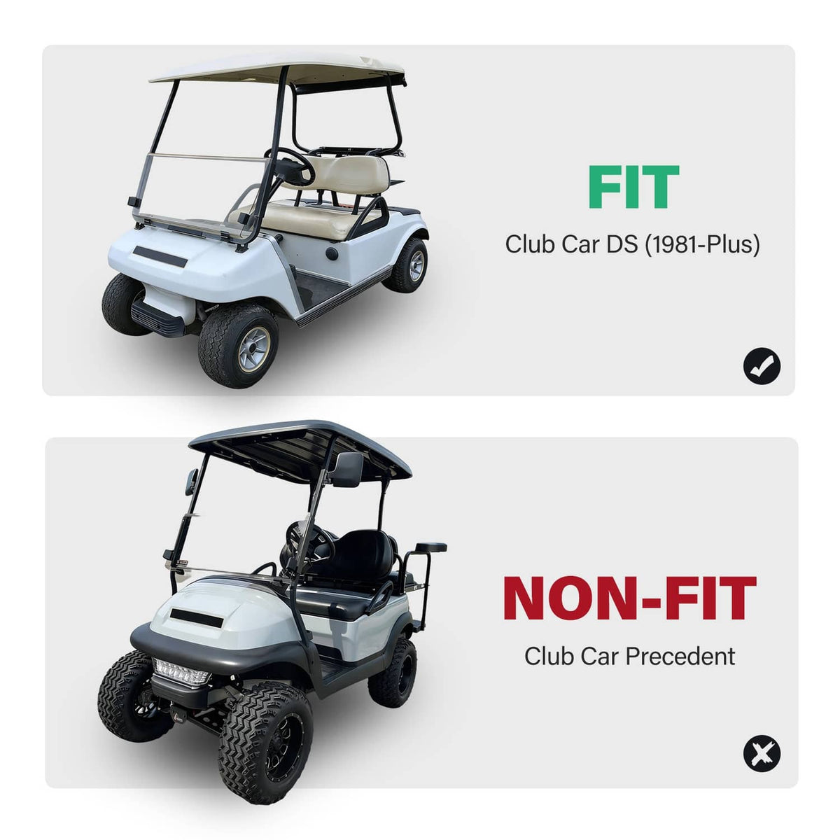Rear leaf spring kit fit diagram showing application for Club Car DS