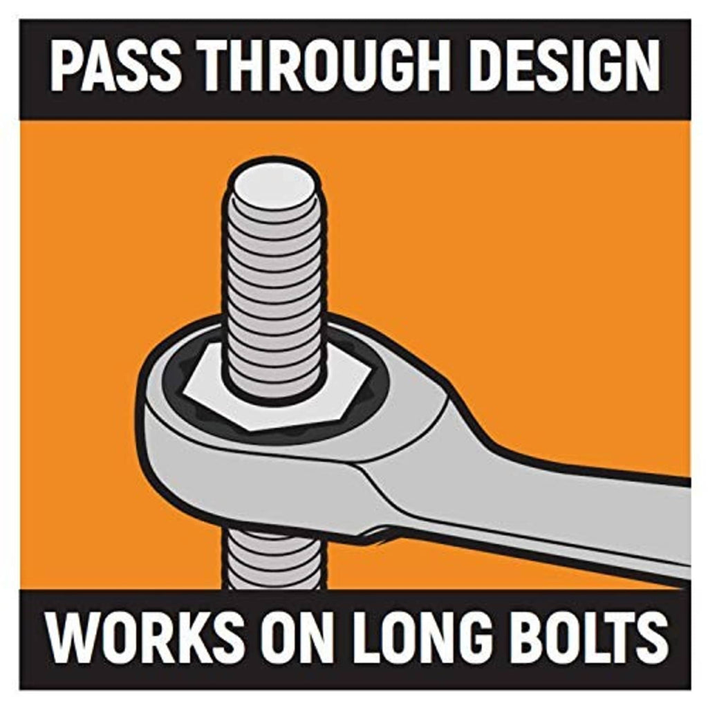 Illustration of a Gearwrench ratcheting wrench with a threaded bolt