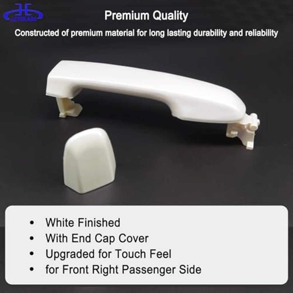 White exterior door handle set with separate end cap cover piece