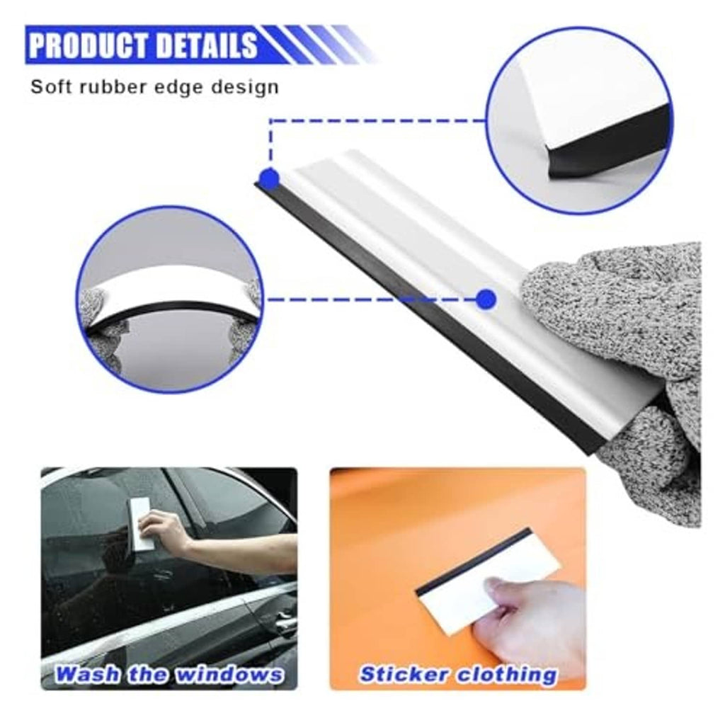 Window tint tool kit edge design with rubber squeegee and cloth for tint application