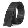 Men's nylon ratchet belt with dark frosted buckle, textured woven strap