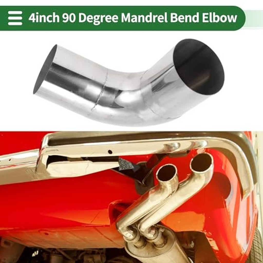 Stainless 90-degree mandrel exhaust elbow pipe with black inlet and outlet ends