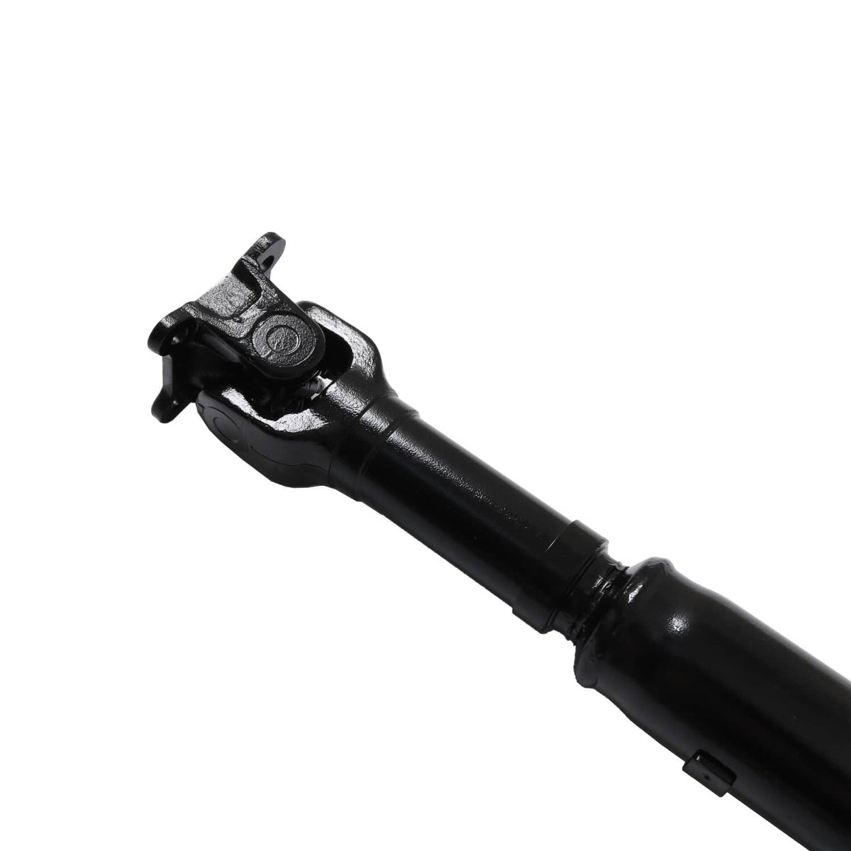 Rear drive shaft assembly with black metal driveshaft and front yoke end