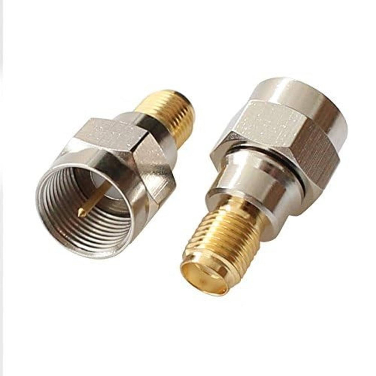 Coaxial adapter with knurled grip rings and threaded metal ends