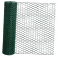 Green chicken wire netting roll with hexagonal mesh grid, ready for floral arrangements