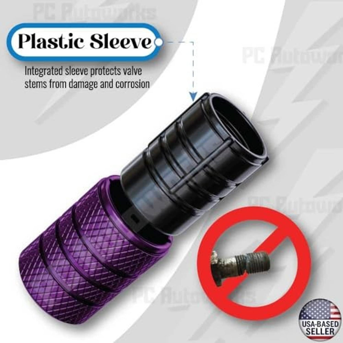 Plum purple and black tire valve stem cap with internal rubber seal for protection