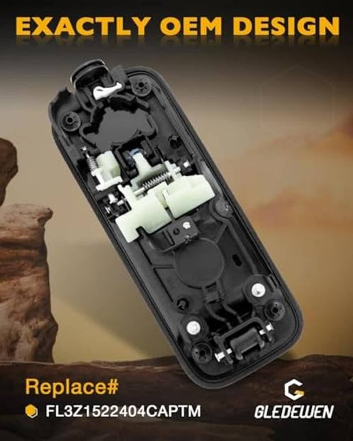 Front right exterior door handle with inner mechanism, black outer frame