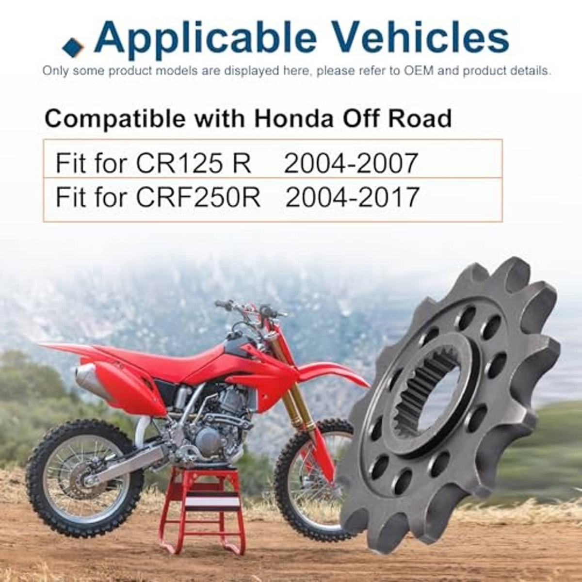 Front sprocket gear shown with an off-road motorcycle