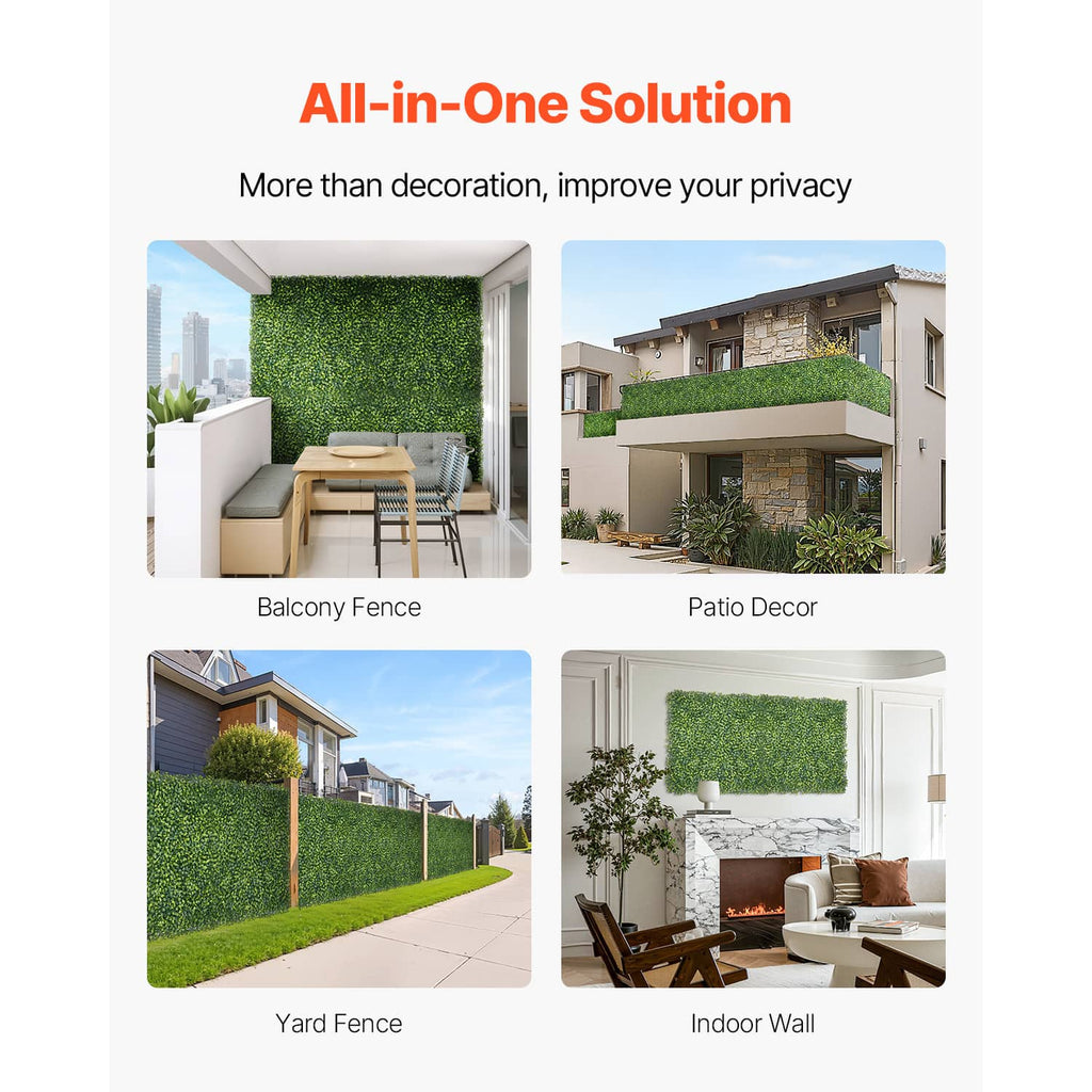 Green artificial grass panels for balcony fence, yard fence, patio, and indoor walls