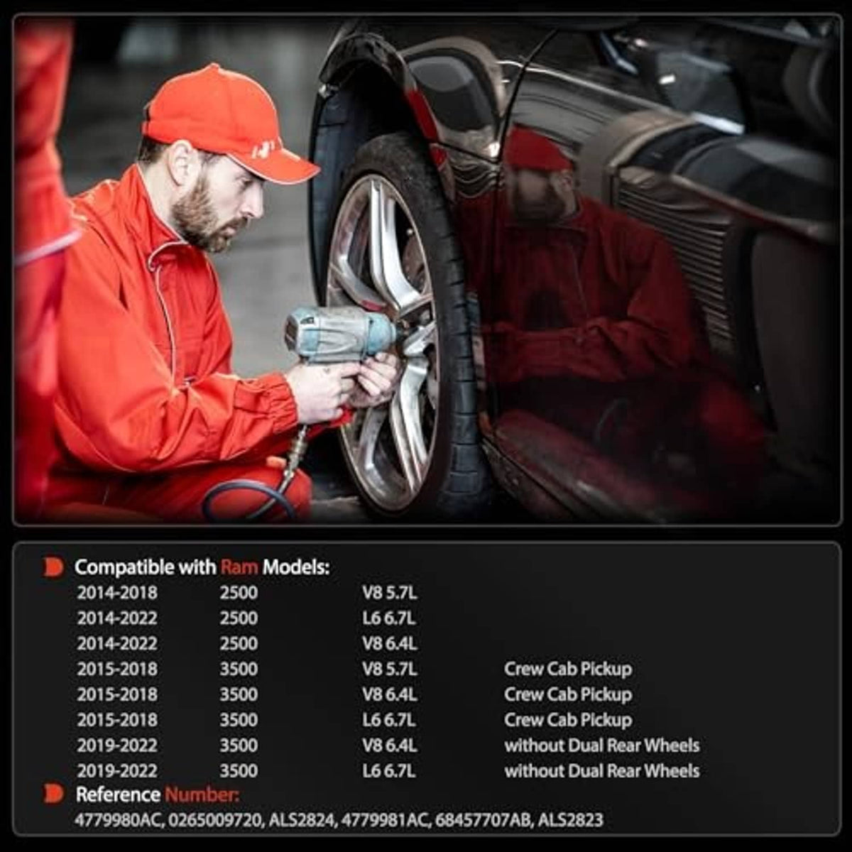 Rear ABS wheel speed sensor set installed near rear wheel, with mechanic checking
