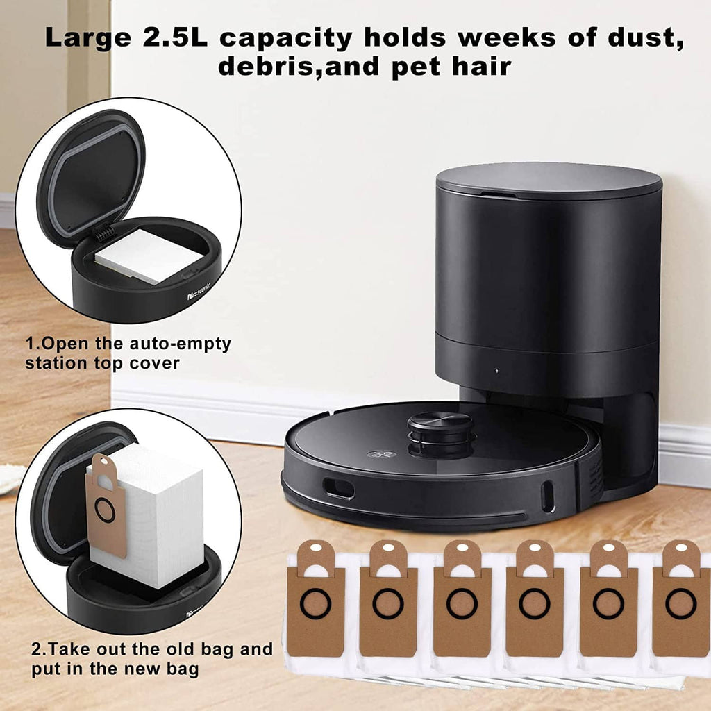 6-pack replacement dust bags with brown tags and white filter pouches