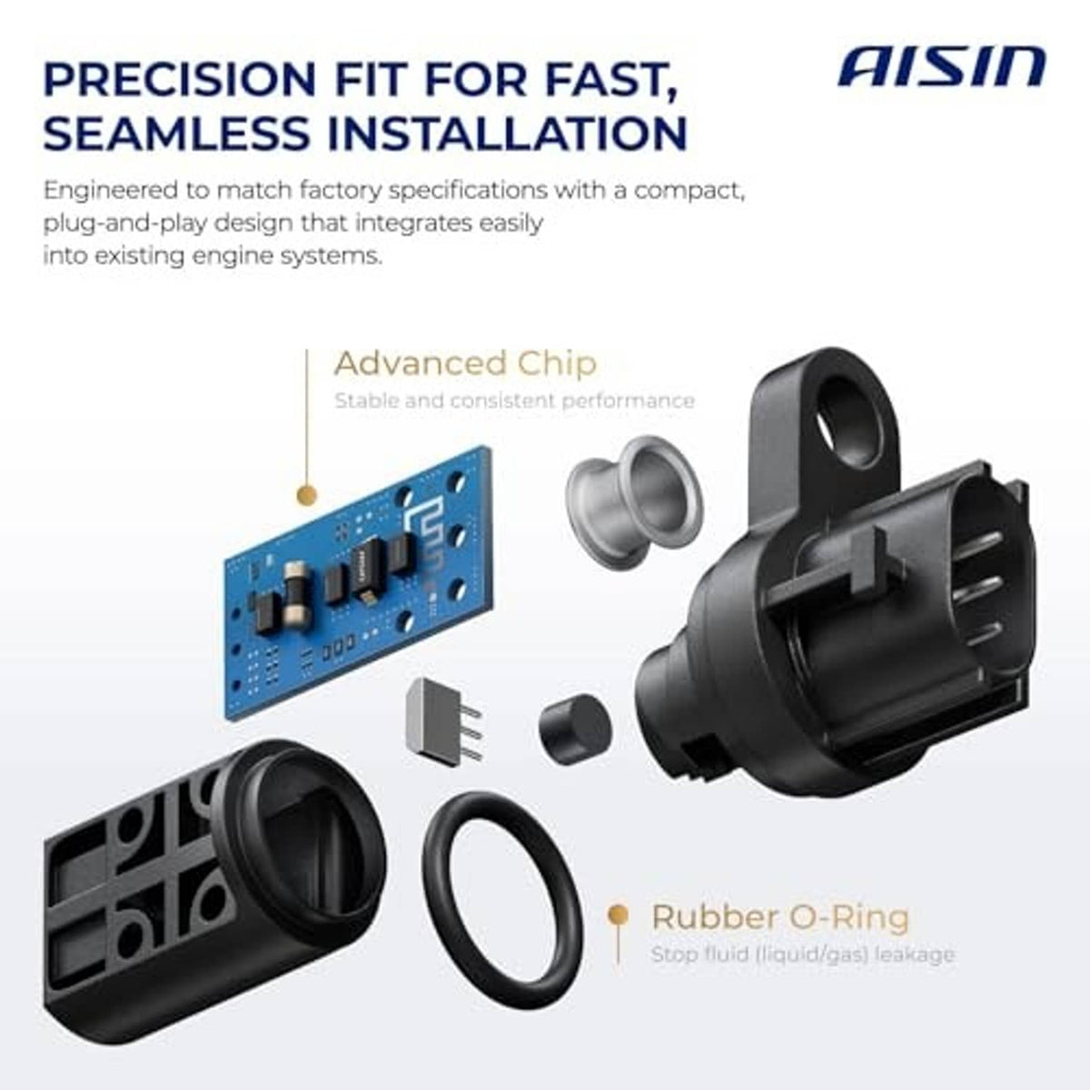 Crankshaft position sensor parts diagram with control chip and rubber O-ring seal