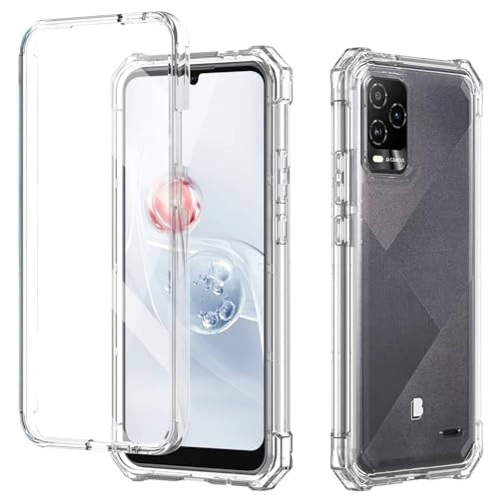 Clear protective phone case, showing side openings and raised bezel around display