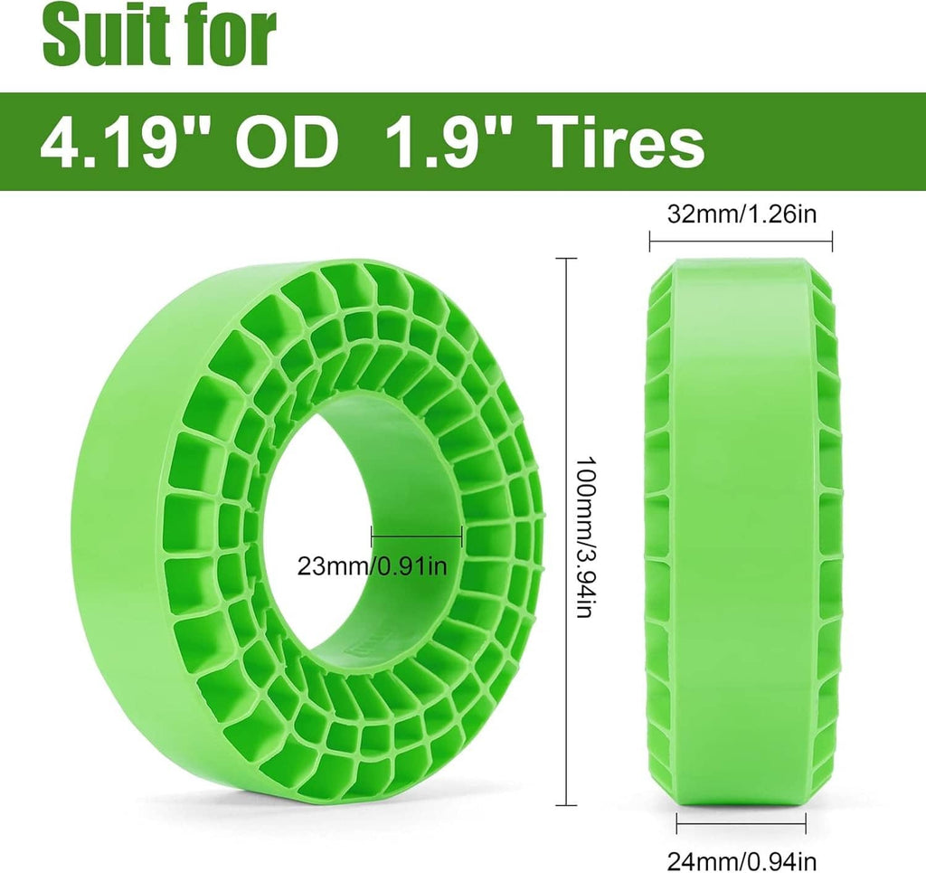 Green silicone rubber tire insert piece with honeycomb grid tread and center opening