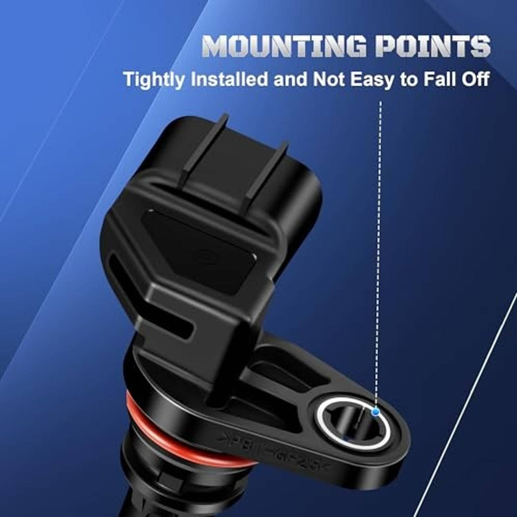 Camshaft position sensor close-up with red seal ring and mounting flange detail