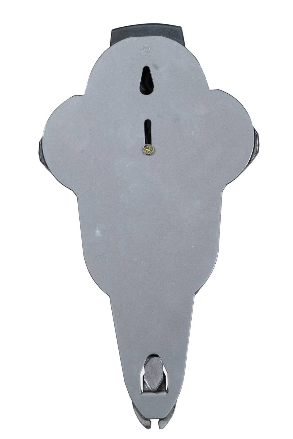 Gray iron deer mount backplate with keyhole slots and screw