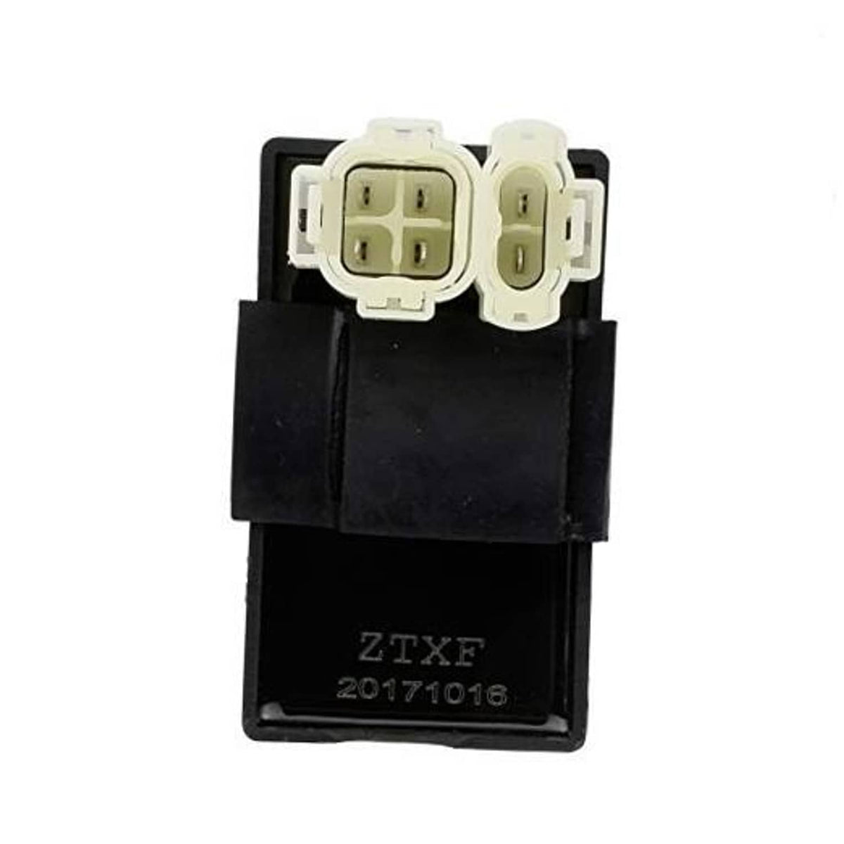 CDI ignition control box with 6-pin connector, black housing and cream plug