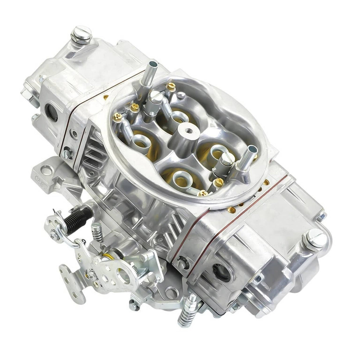 4-barrel double-pumper carburetor assembly with internal throttle components