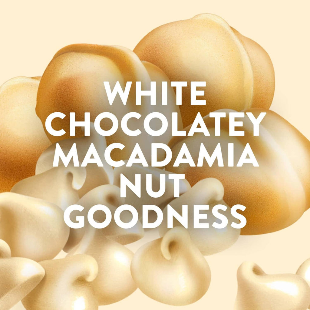 LUNA white chocolatey macadamia nut goodness snack bar graphic