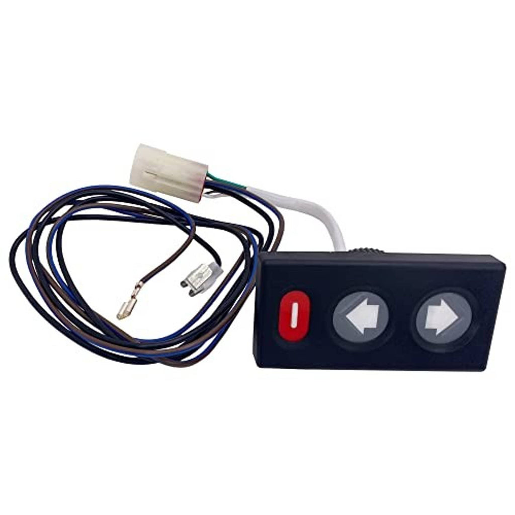Tilt switch control panel with wiring; black face, red 0 rocker, two gray arrow switches