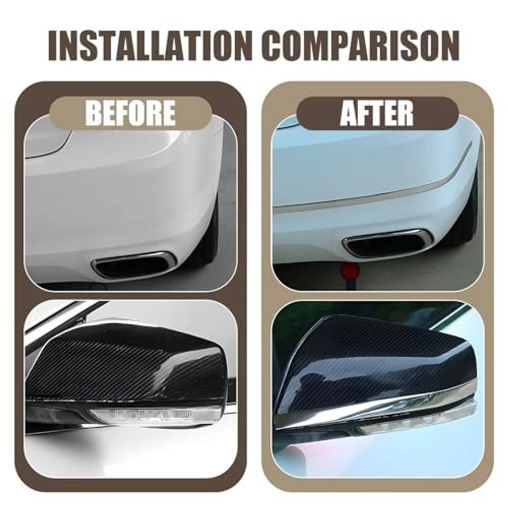 Chrome trim installed along car bumper edge with glossy silver finish