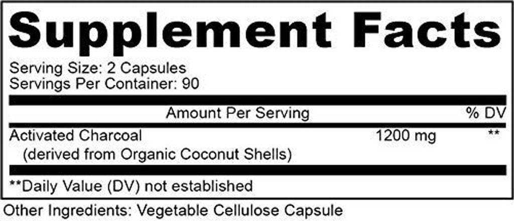 Supplement Facts close-up showing serving size 2 capsules and 1200 mg